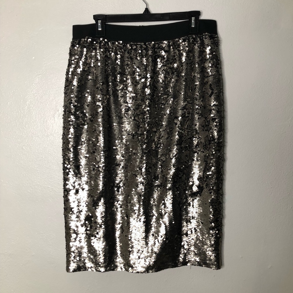 Worthington Matte Gunmetal Sequin Skirt Size Large